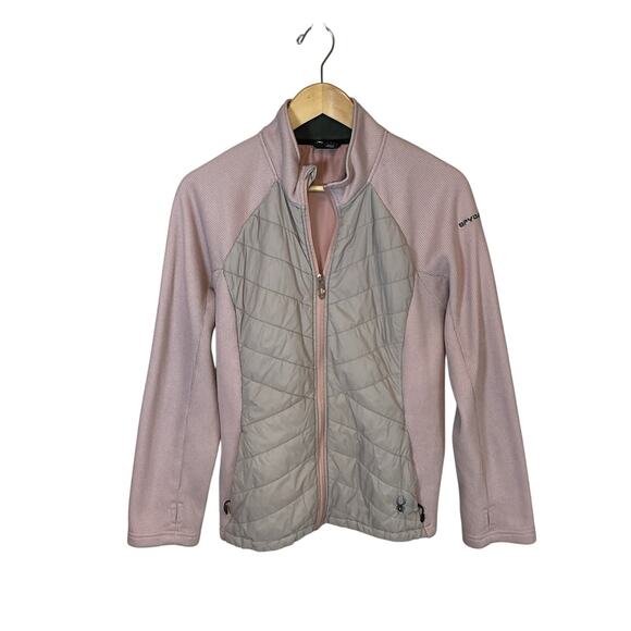 SPYDER Nova Full Zip Hybrid Track Jacket Outdoor Quilted Fleece Coat Pink Large - Picture 4 of 16